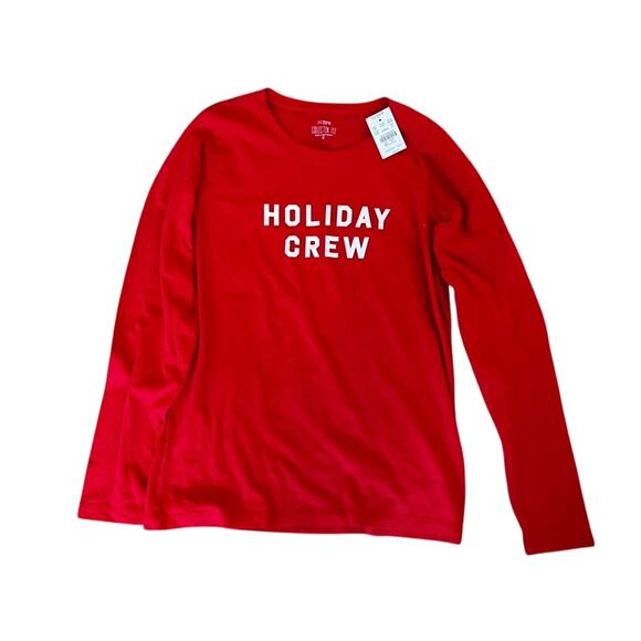 NWT J Crew Holiday Crew festive lng sleeve top preppy Christmas lightweight cozy - Picture 1 of 9